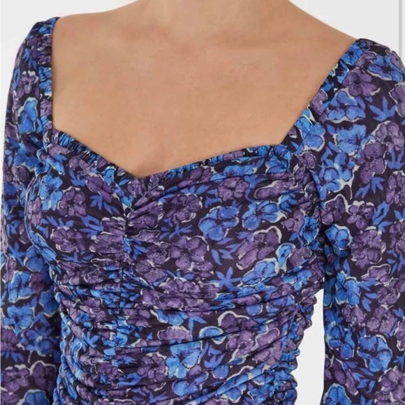 Chic Long Sleeve Ruched Dress in Blue and Purple - Picture 2 of 6